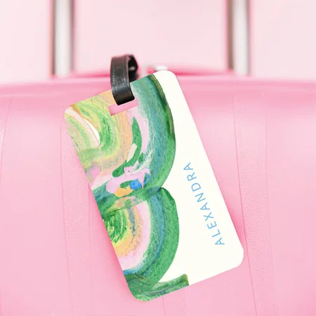 Abstract Green Watercolor Design Customized Vertical Bag Luggage Tag