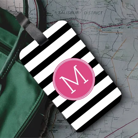 Black and White Striped Pattern Customized Vertical Bag Luggage Tag