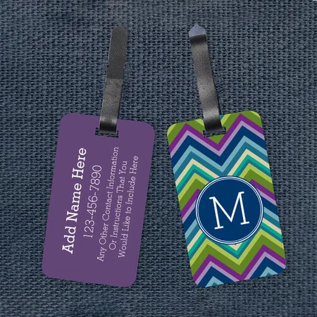 Colorful Chevron Pattern Monogram Customized Vertical Bag Luggage Tag