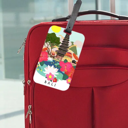 Bali Illustration Design Customized Vertical Bag Luggage Tag