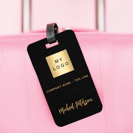 Black Gold Company Logo Customized Vertical Bag Luggage Tag