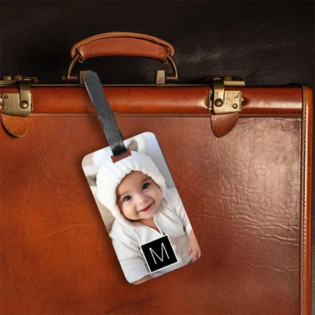 1 Photo Collage Monogram Customized Vertical Bag Luggage Tag