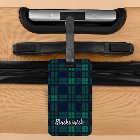 Black Green Plaid Design Customized Vertical Bag Luggage Tag