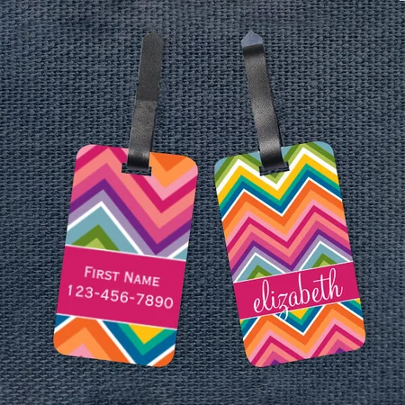 Huge Colorful Chevron Pattern Design Customized Vertical Bag Luggage Tag