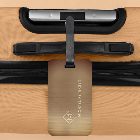 Elegant Brown Monogram Customized Vertical Bag Luggage Tag