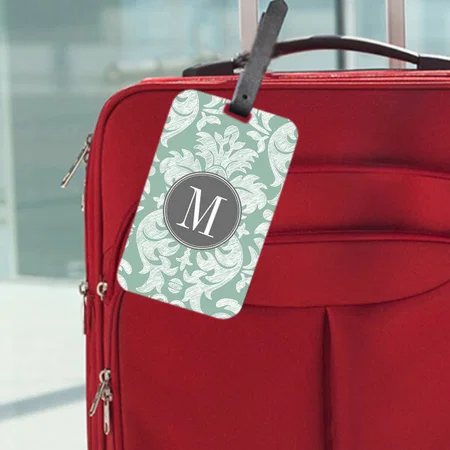 Mint Green and Gray Pattern Design Customized Vertical Bag Luggage Tag