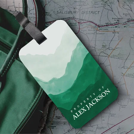 Mountains Outdoors Travel Watercolor Design Customized Vertical Bag Luggage Tag