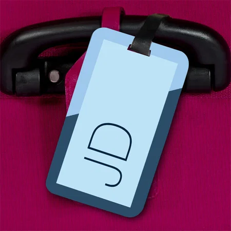 Cool Simple Blue Geometric Monogram Customized Vertical Bag Luggage Tag