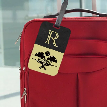 Modern Black Monogram Design Customized Vertical Bag Luggage Tag