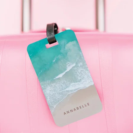 Tropical Sand Beach Ocean Design Customized Vertical Bag Luggage Tag