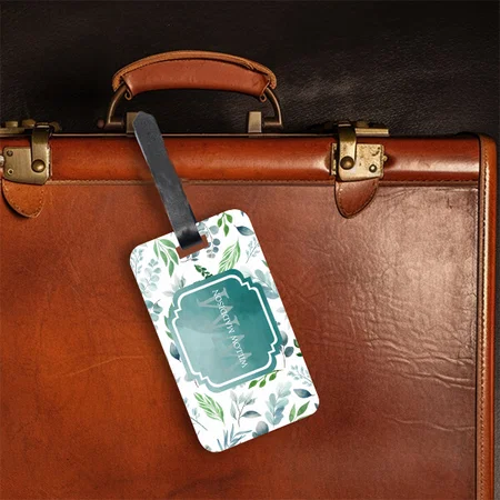 Stylish Elegant Monogram Watercolor Customized Vertical Bag Luggage Tag