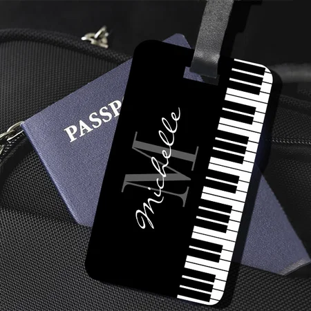 Piano keys Monogram Design Customized Vertical Bag Luggage Tag