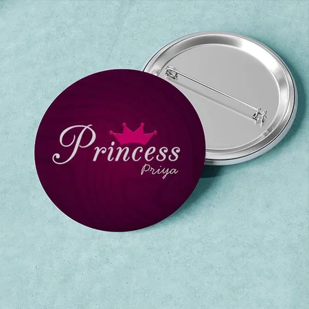 Princess Crown Design Customized Photo Printed Button Badge