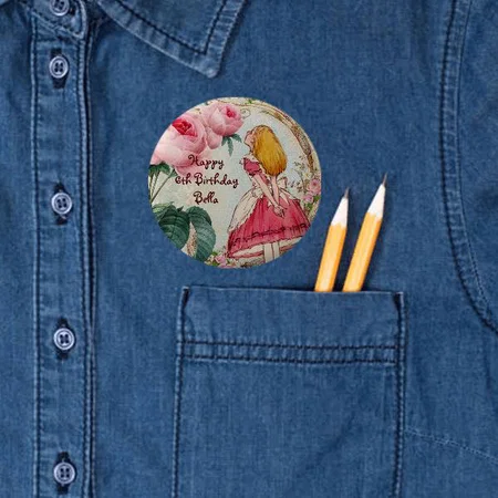 Floral Design Customized Photo Printed Button Badge