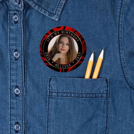 Birthda Photo  Customized Photo Printed Button Badge