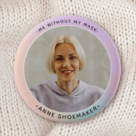 Pink Employee Photo Customized Photo Printed Button Badge