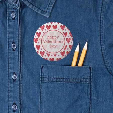 Valentine Day Heart Pattern Customized Photo Printed Button Badge