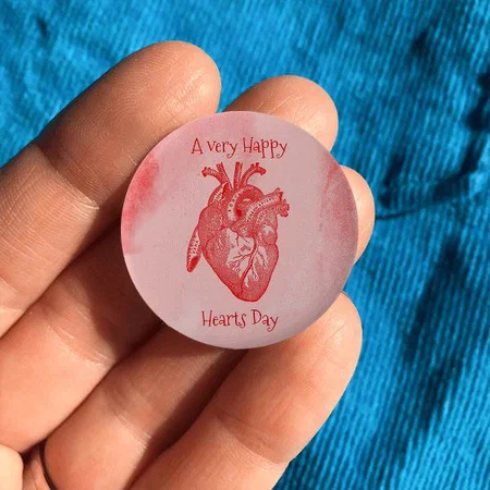 Happy Valentine Day Human Heart Customized Photo Printed Button Badge