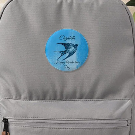 Valentine's Day Bird Design Customized Photo Printed Button Badge