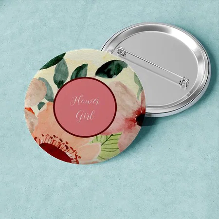 Floral Design Customized Photo Printed Button Badge