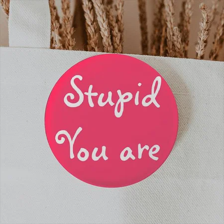 Pink Monogram Customized Photo Printed Button Badge