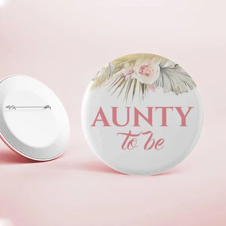 Pampas Grass and Pink Flowers Customized Photo Printed Button Badge