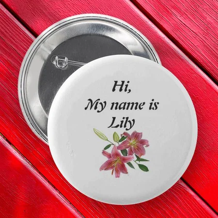 Lily Red Flower Customized Photo Printed Button Badge