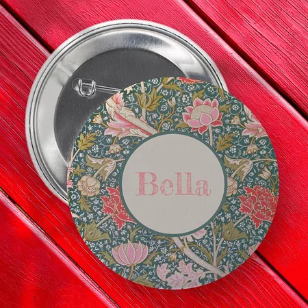 Art Nouveau Floral Print Customized Photo Printed Button Badge
