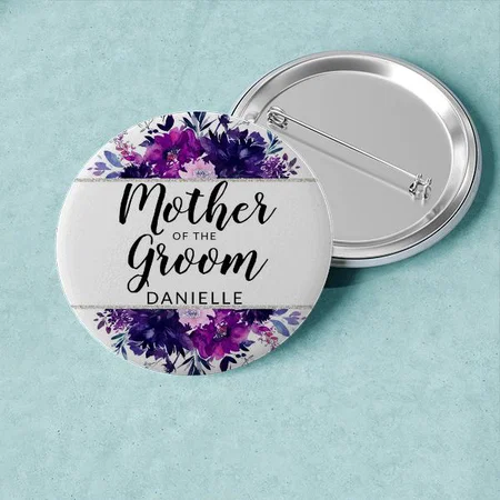 Floral  Monogramme Customized Photo Printed Button Badge