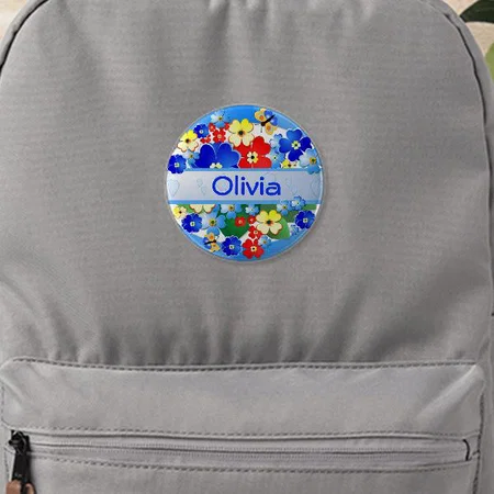 Flowers and Butterflies Design Customized Photo Printed Button Badge