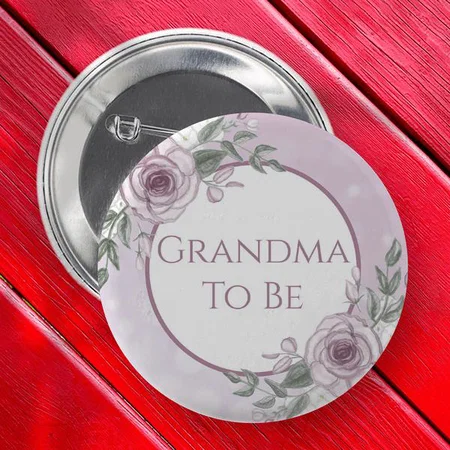 Mauve Roses Floral Design Customized Photo Printed Button Badge