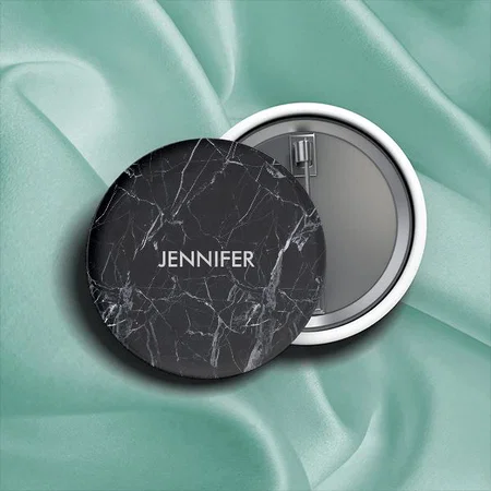 Trendy Black Marble Texture Design Customized Photo Printed Button Badge