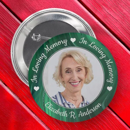 Green Marble Photo Memorial Design Customized Photo Printed Button Badge