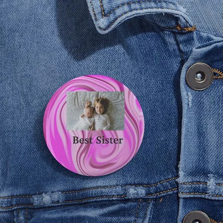 Pink  Marble Photo Customized Photo Printed Button Badge