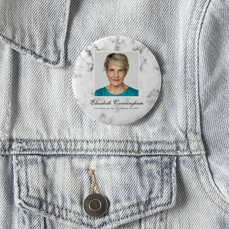 Classic and Simple Photo Marble Memorial Customized Photo Printed Button Badge