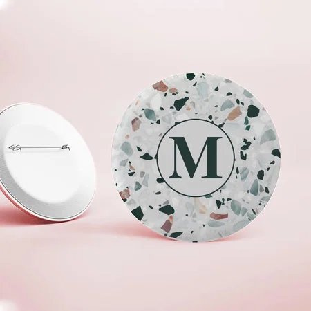 Modern Abstract Terrazzo Pattern Customized Photo Printed Button Badge