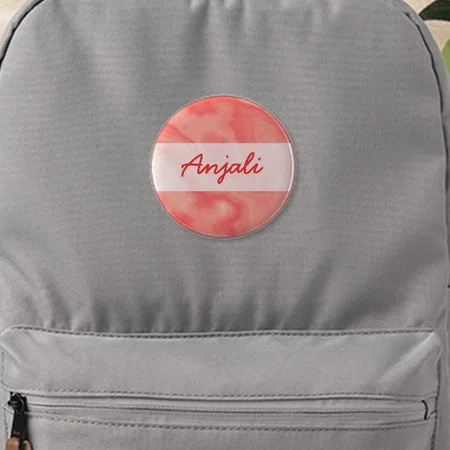 Pink Marble Monogram Customized Photo Printed Button Badge