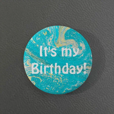 Birthday Pastel Color Design Customized Photo Printed Button Badge