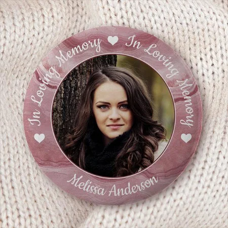 Rose Quartz Loving Memory Photo Customized Photo Printed Button Badge