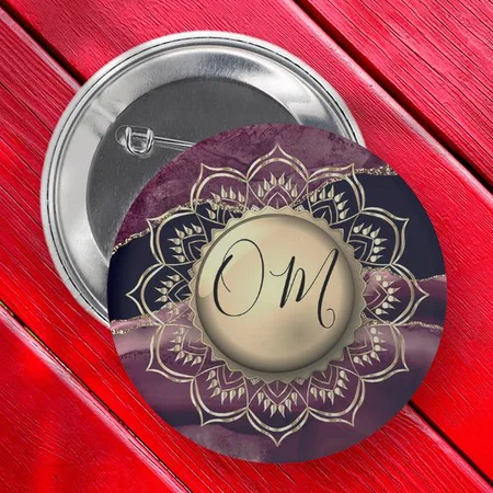 Elegant Mandala Marble Customized Photo Printed Button Badge