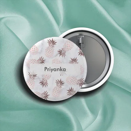 Elegant Modern White Marble Rose Gold Pineapple Pattern Customized Photo Printed Button Badge