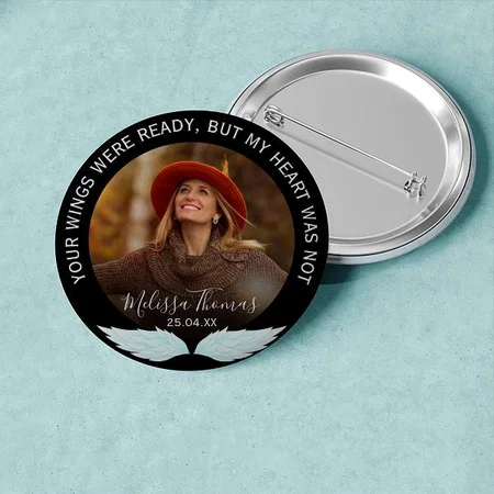 Wings Photo Memorial Design Customized Photo Printed Button Badge