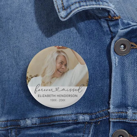 Photo Funeral Memorial Customized Photo Printed Button Badge