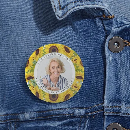 Sunflower Photo Memorial Customized Photo Printed Button Badge