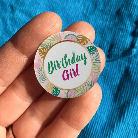 Watermelon Tropical Leaves Design Customized Photo Printed Button Badge