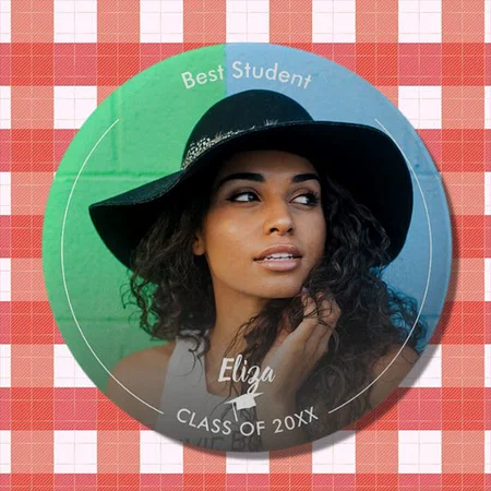 Graduation  Grad Cap Photo Customized Photo Printed Button Badge