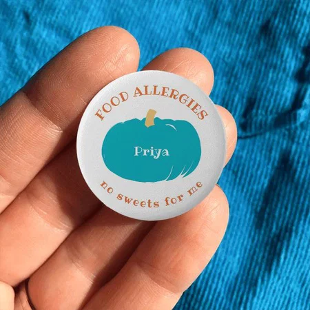 Teal Pumpkin Allergy Alert for Kids Customized Photo Printed Button Badge