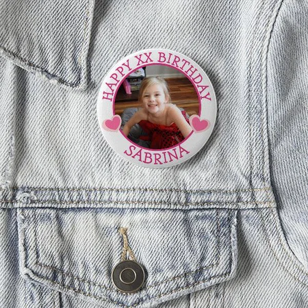 Happy Birthday Photo Customized Photo Printed Button Badge