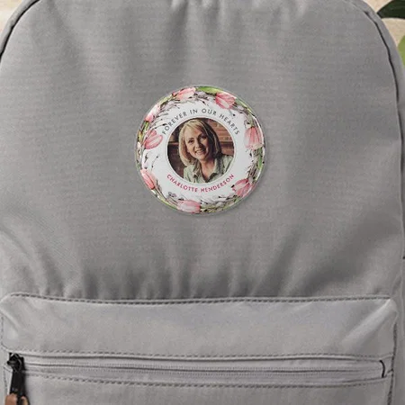 Pink Watercolor Tulips Flower Customized Photo Printed Button Badge