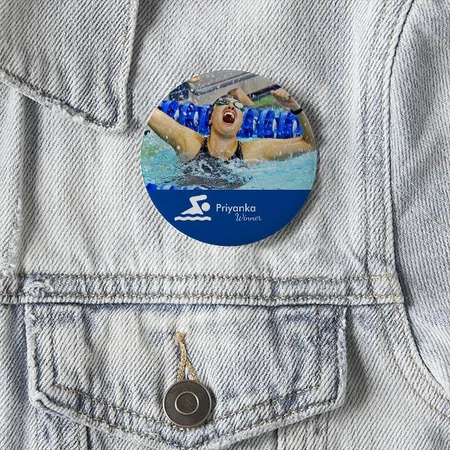 Swimmer Photo Customized Photo Printed Button Badge